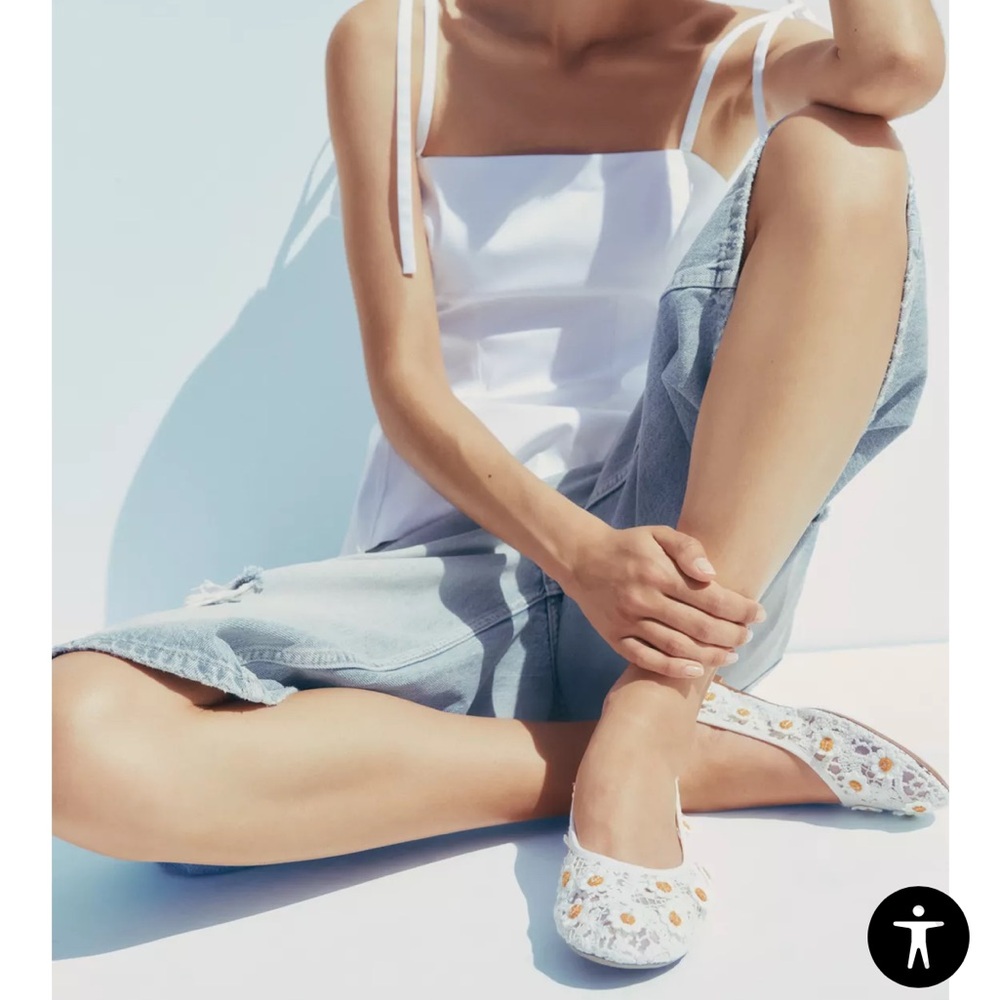 Zara Floral crochet White Women's Shoes